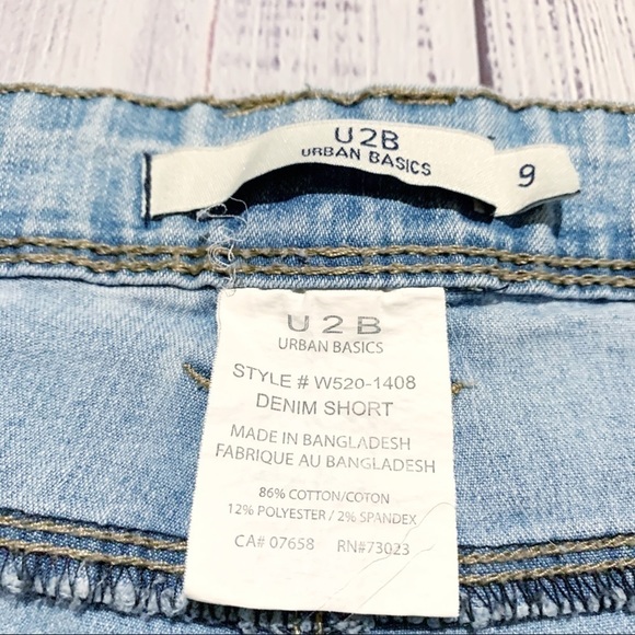 U2B Urban Basics Distressed Cuffed Jean Shorts 9 - Picture 4 of 5